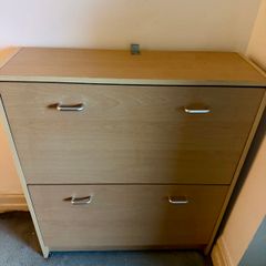 Shoe cabinet with 2 flip-down compartments, beech effect (2 available)