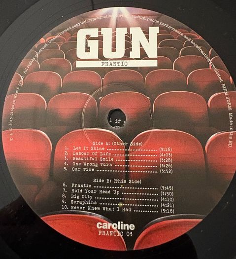 Gun - Frantic LP. 2015 release by Scottish band. Cheaper than Discogs perfect condition. Played twice.