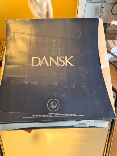 Vintage Boxed Dansk Fjord Wood and Metal Cheese Serve Set, AV