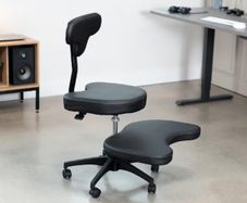 Mobile Cross Legged Desk Chair with Wheels, Home and Office, Flexible Kneeling Chair for Fidgeting, Adjustable Yoga Meditation Criss Cross Seat, Backrest, Black