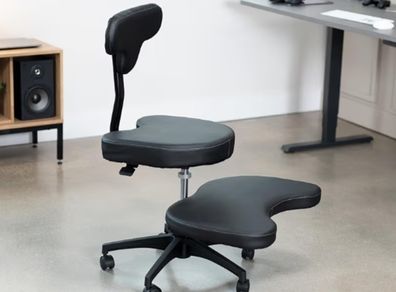 Mobile Cross Legged Desk Chair with Wheels, Home and Office, Flexible Kneeling Chair for Fidgeting, Adjustable Yoga Meditation Criss Cross Seat, Backrest, Black