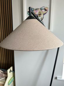Floor Lamp, black metal, linen shade