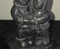 Vintage Wolf Original Soapstone Inuit Couple Statue