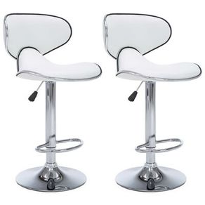 NEW SALE | Bar Stools 2 pcs White Faux Leather