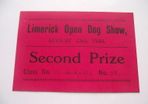 Irish History. 1934 The second Prize ticket at  Limerick Open Dog Show