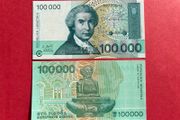 Croatia  100,000  Dinara. 1993.  ( uncirculated )