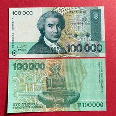 Croatia  100,000  Dinara. 1993.  ( uncirculated )