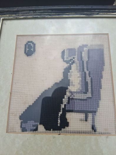 4 X Victorian Embroidered Silhouettes on Linen