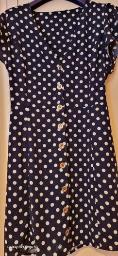 Oasis Spot Button Skater Dress S 16
