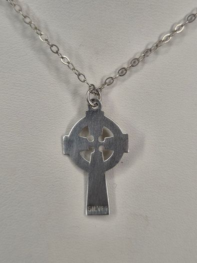 Vintage Sterling Silver Celtic Cross Pendant Necklace