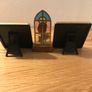 Two Brass Heart Shaped Frames + Statue of Child Image 3