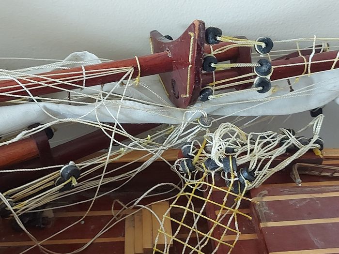 Large Timber  crafted model of the Cutty Sark, A speedy Clipper Sailboat that transported TEA in the late 19thy century
