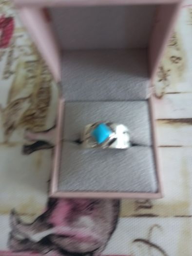 silver stamped ring with turquoise
