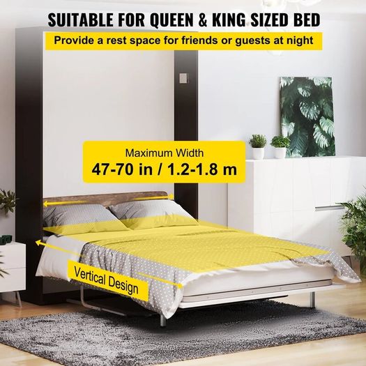 Bed Kit king And Queen  Size Bed Heavy Duty Support Hardware DIY Kit Mounting Wall Springs Mechanism(Vertical)