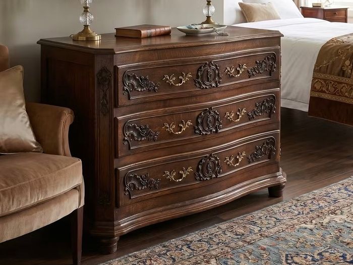 Fabulous old large Belgian carved wood chest of drawers