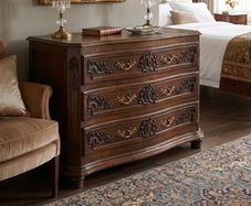Fabulous old large Belgian carved wood chest of drawers
