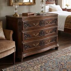Fabulous old large Belgian carved wood chest of drawers