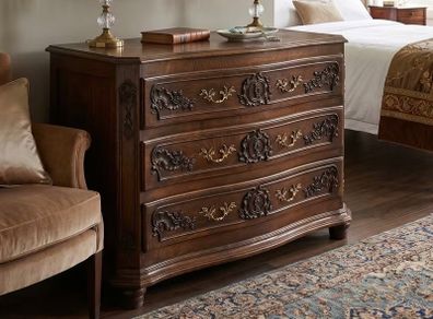 Fabulous old large Belgian carved wood chest of drawers