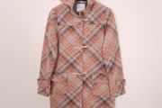 Kew 159 Vintage Orange Beige Plaid Toggle Duffle Coat 12UK/40EU