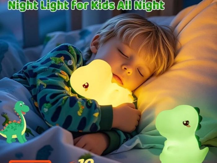 One Fire Dinosaur Night Light Kids LampBedroom, Colour Changing Baby Night Light, Silicone Dinosaur Lamp, USB Rechargeable Battery Lamp Kids Light Night Bedroom Decor,Cute Dinosaur GiftsBaby (WH-A27)