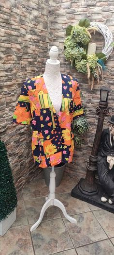 Vintage 90s 00s navy floral summer blazer size small medium