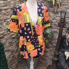 Vintage 90s 00s navy floral summer blazer size small medium