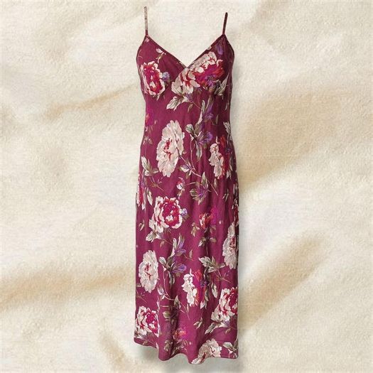 Vintage Y2K floral linen midi dress Made in UK by Jigsaw size 8-10