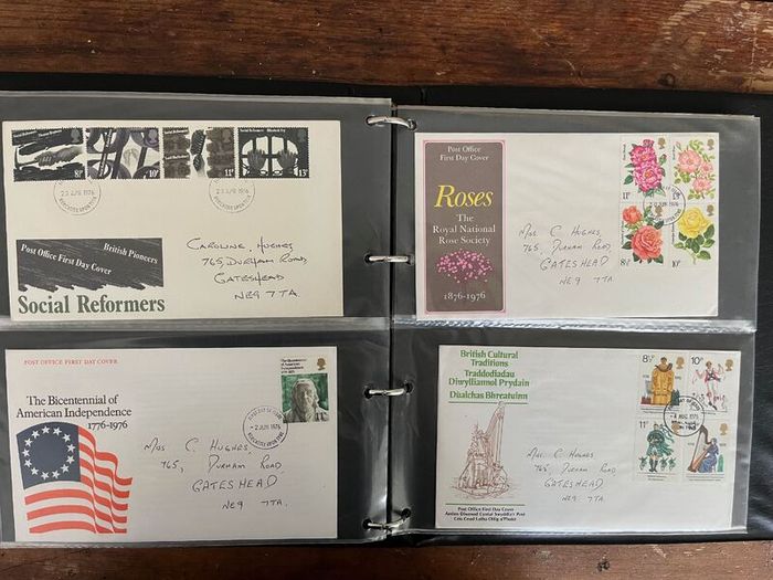 Collection of 80 UK First Day Cover stamps 1970 to 1979 in album with 10 extra pages