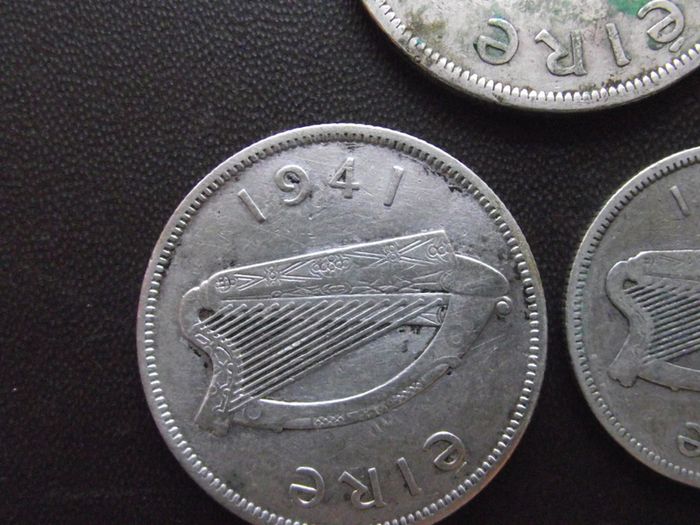 1941 Irish Republic. Set of 3 Silver Coins: Half Crown&Florin&Shilling