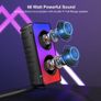 Bluetooth Speakers, 60W(80W Peak) Portable Loud Wireless Stereo Speaker with Rich Bass, Bluetooth 5.0, FM Radio, Colorful Lights, TWS Pairing, 10000mAh Battery, Outdoor Speaker for Home Party Gifts Image 4