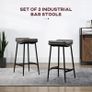 Breakfast Bar Stools Set of 2, Microfibre Upholstered Barstools, Industrial Bar Chairs with Curved Seat and Steel Frame for Dining Room, Kitchen, Grey Image 3