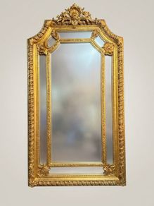 Large French Style Gilt Wood Section Mirror