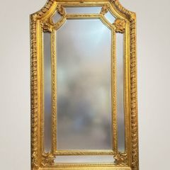 Large French Style Gilt Wood Section Mirror