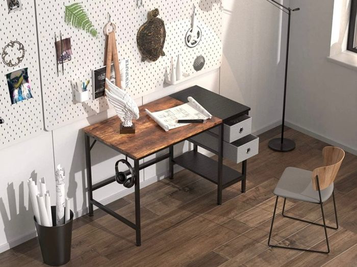 Computer Desk, Office Work Desk for student and worker, Writing Desk with drawer and Headphone Hook, Laptop Table with shelves, Modern Style Desks for Bedroom, Home, Office 100x50x75cm (FREE POSTAGE)