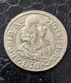 1664 Sigismund Francis Archduke of Further Austria at the hall of Tyrol silver coin