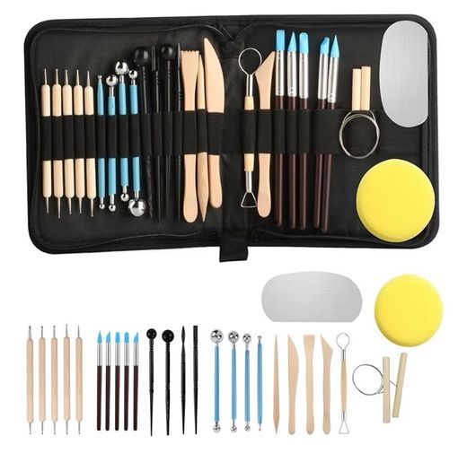 27 Pcs Polymer Clay Tools Sculpting, Pottery Tools for Clay Sculpting Toolss, Air Dry Ceramic Pottery Modeling Sculpture Modelling Carving Tool Kit, DIY Art Crafts Accessories, with Carrying Case