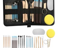 27 Pcs Polymer Clay Tools Sculpting, Pottery Tools for Clay Sculpting Toolss, Air Dry Ceramic Pottery Modeling Sculpture Modelling Carving Tool Kit, DIY Art Crafts Accessories, with Carrying Case