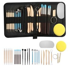 27 Pcs Polymer Clay Tools Sculpting, Pottery Tools for Clay Sculpting Toolss, Air Dry Ceramic Pottery Modeling Sculpture Modelling Carving Tool Kit, DIY Art Crafts Accessories, with Carrying Case