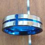 Band Ring with Cobalt Blue Inlay Image 3