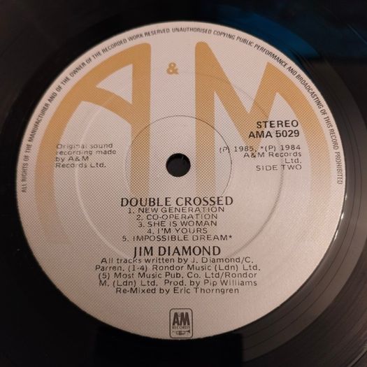 Jim Diamond - double crossed Irish pressing