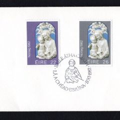 1982 Ireland Christmas Stamps on plain Envelope with First Day Cover (FDC) Pictorial Dublin Cancel