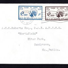1938 Ireland Father Matthew (Centenary of the Temperance Crusade) Commemorative Stamps Typed addressed First Day Cover (FDC) with Baile Atha Cliath (Dublin) cancel
