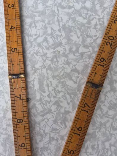 Antique 24 2FT Wood & Brass Pocket Ruler No. 25P