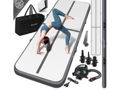 KESSER 2 Mtr - Airtrack Exercise Mat, Inflatable Fitness Mat, Gymnastics Mat with Carrying Bag and Electric Air Pump