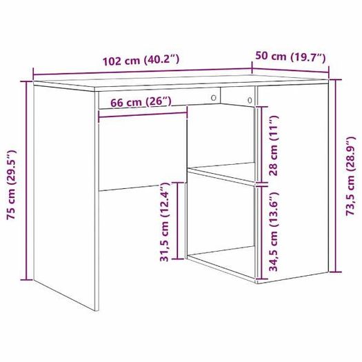 Corner Desk Black oak 102 x 50 x 75 cm