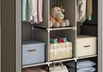 NEW SALE | Canvas Wardrobe Cupboard Clothes Storage Organiser With 2 Hanging Rail and 6 Shelves,Grey