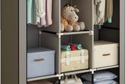 NEW SALE | Canvas Wardrobe Cupboard Clothes Storage Organiser With 2 Hanging Rail and 6 Shelves,Grey