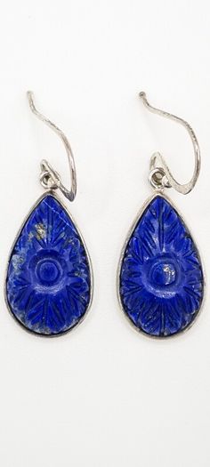 Silver And Lapis Earrings Like New With COA