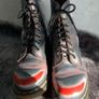 Vintage Dr Martens / Docs Size 5 1460 Rub Off Leather Boots in Acid Red, Navy and White Image 2