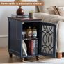 Wooden End Table with Glass Door Storage, 14 Farmhouse Side Table with Adjustable Shelf Solid Wood Gourd Legs, Sofa Side End Tables Cabinet for Living Room, Office Image 4